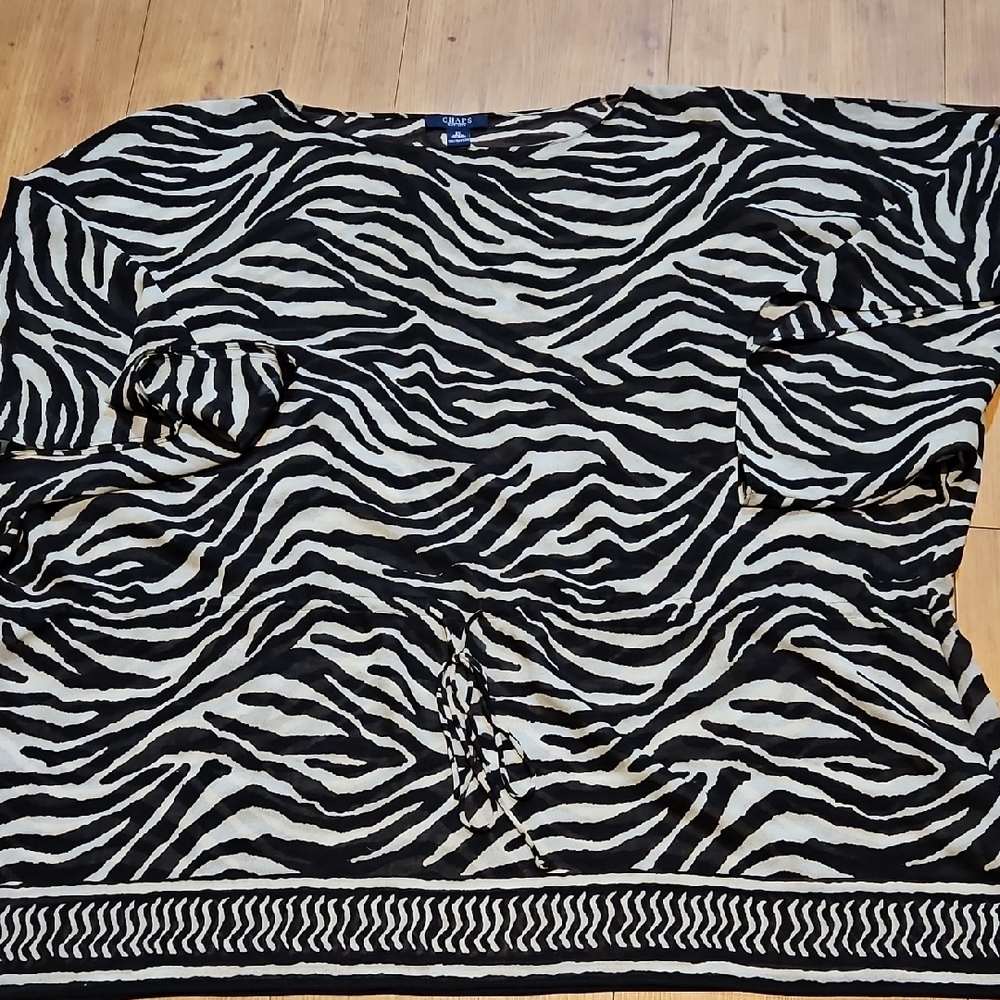 Chaps Chic Zebra Patterned Long Sleeve Blouse - image 1
